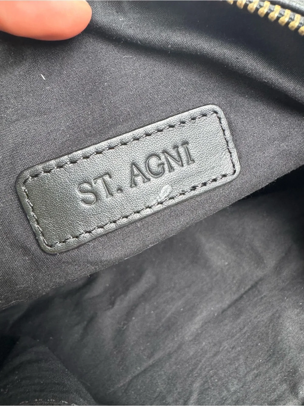 St. Agni Soft Crescent Bag Black Lambskin Leather Shoulder Bag